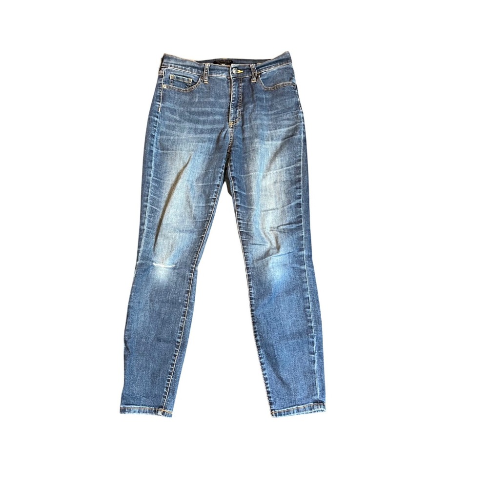 Banana Republic Curvy High-Rise Skinny Jeans Medium Wash Blue Distressed 28/6